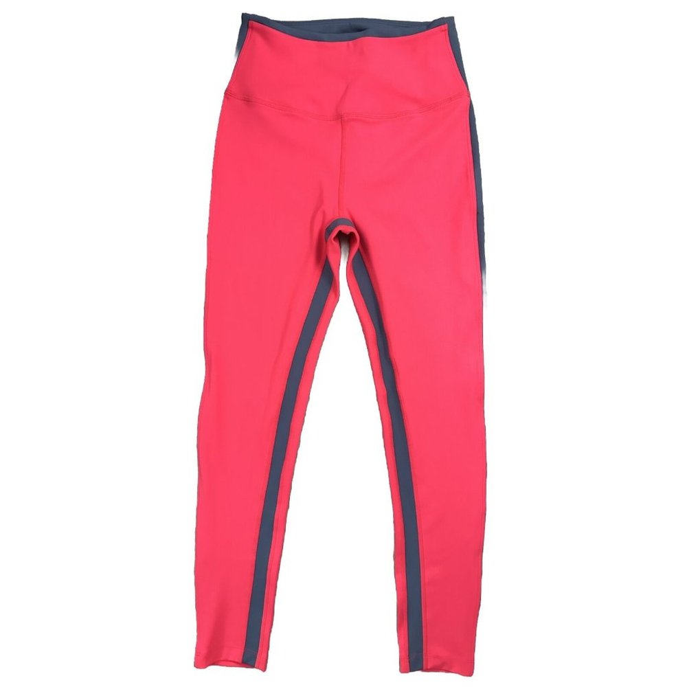 SPLITS59 Womens Hot Pink Gray Striped Exercise Yoga Gym Leggings Size M